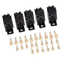 5pcs 12V/24V 60AMP 5-Pin Car Automotive Relay Socket with 25pcs Copper Terminals