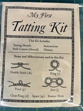My First Tatting Kit- Instructions, Pearl Cotton  Tatting Shuttle Beginner Kit