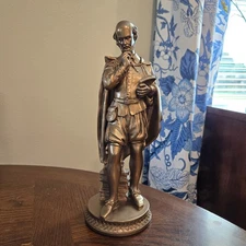 Vintage Bronzed Resin Statue of William Shakespeare by J. Upton