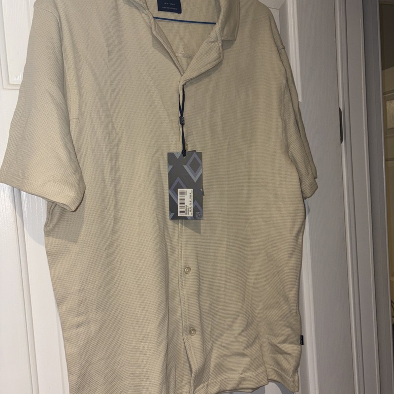 Steel &Jelly - Men's Cotton Short Sleeve Button Shirt - m - Beige, Relaxed Fit 