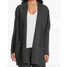 Pact Women s Organic Cotton Airplane Wrap Cardigan Sweater Charcoal Heather M/L