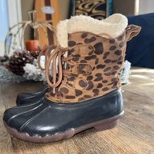 Jessica Carlyle Brown cheetah Leopard Print Duck Boots Toddler Size 13