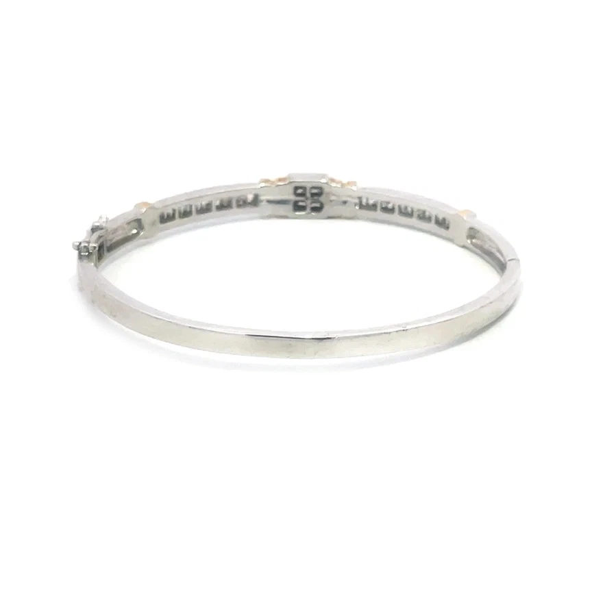 Brazalete Oro Diamante 7120 14k Dos Tonos Bisagras Estilo Forma Ovalada Foto 3 de 4