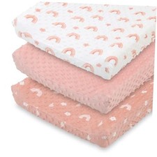 Baby Changing Pad Covers Girl, Pink Minky Changing Table Sheets for Girls,