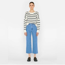 Frame Le Jane Crop Jean in Meadow Womens 27 High Rise Raw Hem