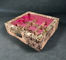 Techswiss Multi Purpose Jewelry Box Storage Organizer Damask Pink With Lock/Key