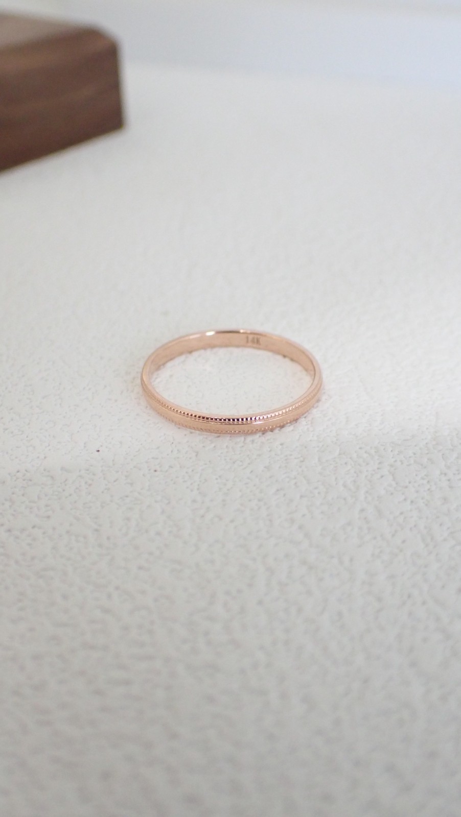 14K Rose Gold 2mm Milgrain Band Ring