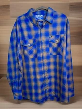 Dixxon Flannel Shirt Mens 3XLBlue Gray Plaid S&S  1.0 Pre Pleat OG
