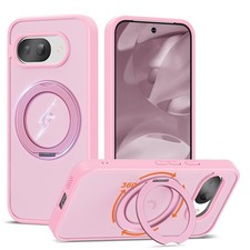 UGENINO Pixel 9a Case 6.3" 360  Magnetic Ring Stand Shockproof Translucent Pink