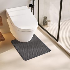 TYUU Toilet Rug, Thin Rugs U Shaped 1'8" X 2' U-Shape , Dark Grey