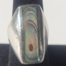 Sterling Silver 925 CFJ Abalone Ring Size 7.5