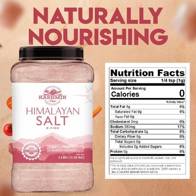 Pink Himalayan Salt 5 Lbs Bulk X-Fine Pure Food Grade 84 Trace Minerals Kosher