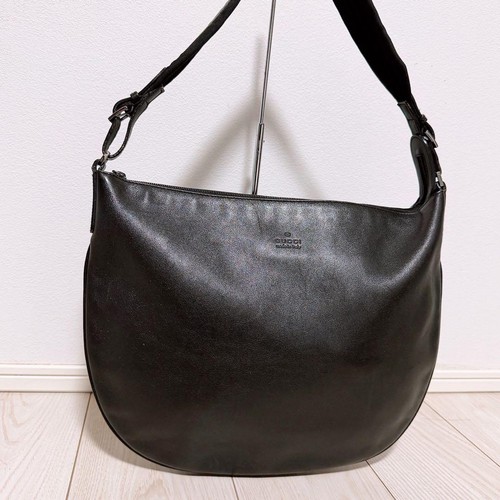 Gucci Leather Black Shoulder Bag Handbag 29x36cm Classic Style