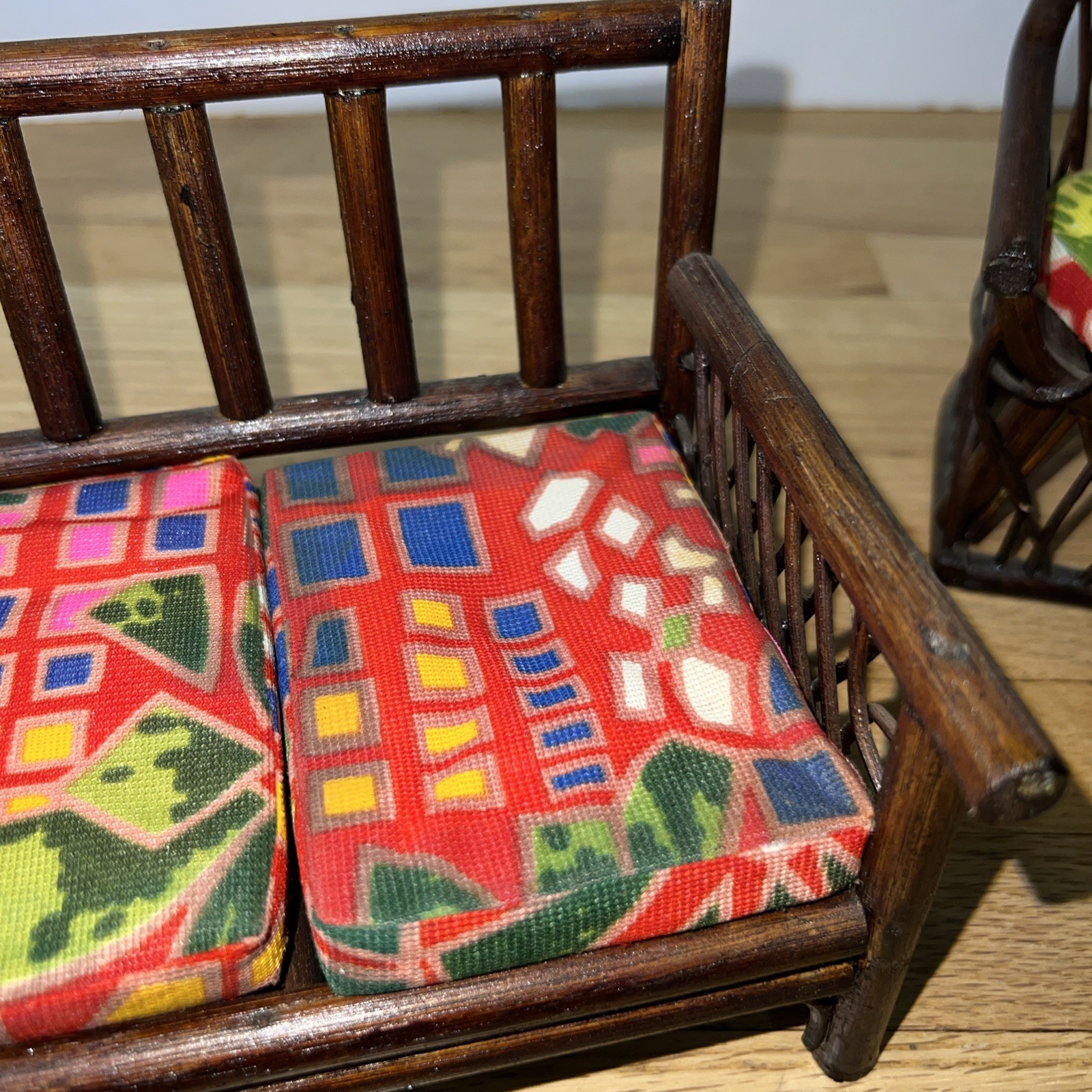 1970s Durham Industries Charley Rattan Barbie Furniture Set Retro Mod Tiki Bar