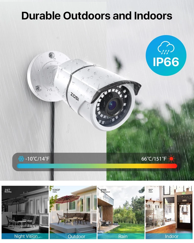 2MP 1080p Security Camera,4-in-1 TVI/CVI/AHD/CVBS Surveillance Bullet Camera ... - Image 3 of 4