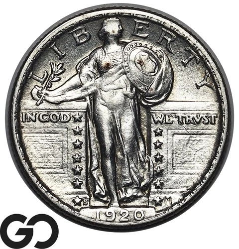 1920-S Standing Liberty Quarter, Choice AU++ Better Date