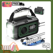 12000mAh Emergency Weather Radio Hand Crank Solar AM/FM NOAA Phone Charger