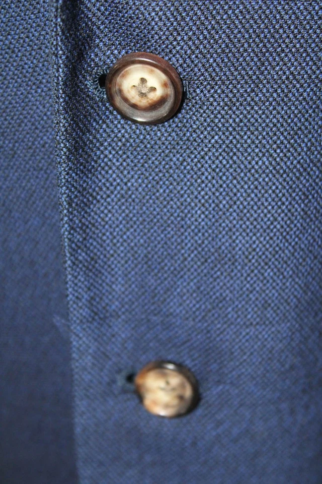 Blazer Martin Greenfield Para Hombres Azul Mezcla Lana Botón Cuello en V Talla 42 Foto 3 de 4