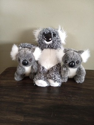 Lot Of 3 KOALA PLUSH Stuffed Animals  Gray white  No Tag Washed Clean