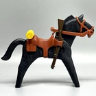 Playmobil US War Calvary Black Horse Saddle Reigns Bedroll Rifle Western VTG NEW
