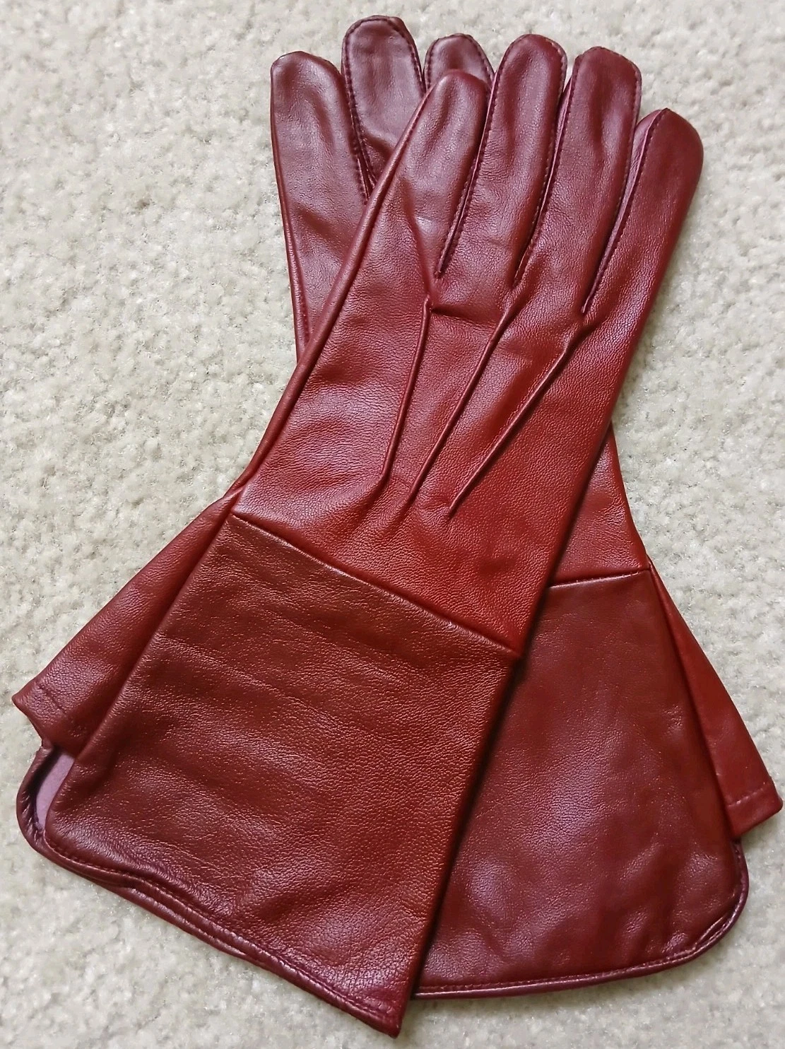 men medieval renaissance Long Arm Leather Glove Size XL Color Burgundy