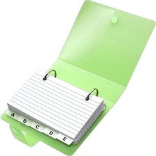 3x5 Lined Index Cards with Ring Binder Holder and Dividers, inches, Green