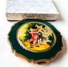 VINTAGE STRATTON ENAMEL GOLD TONE POWDER COMPACT (boxed)