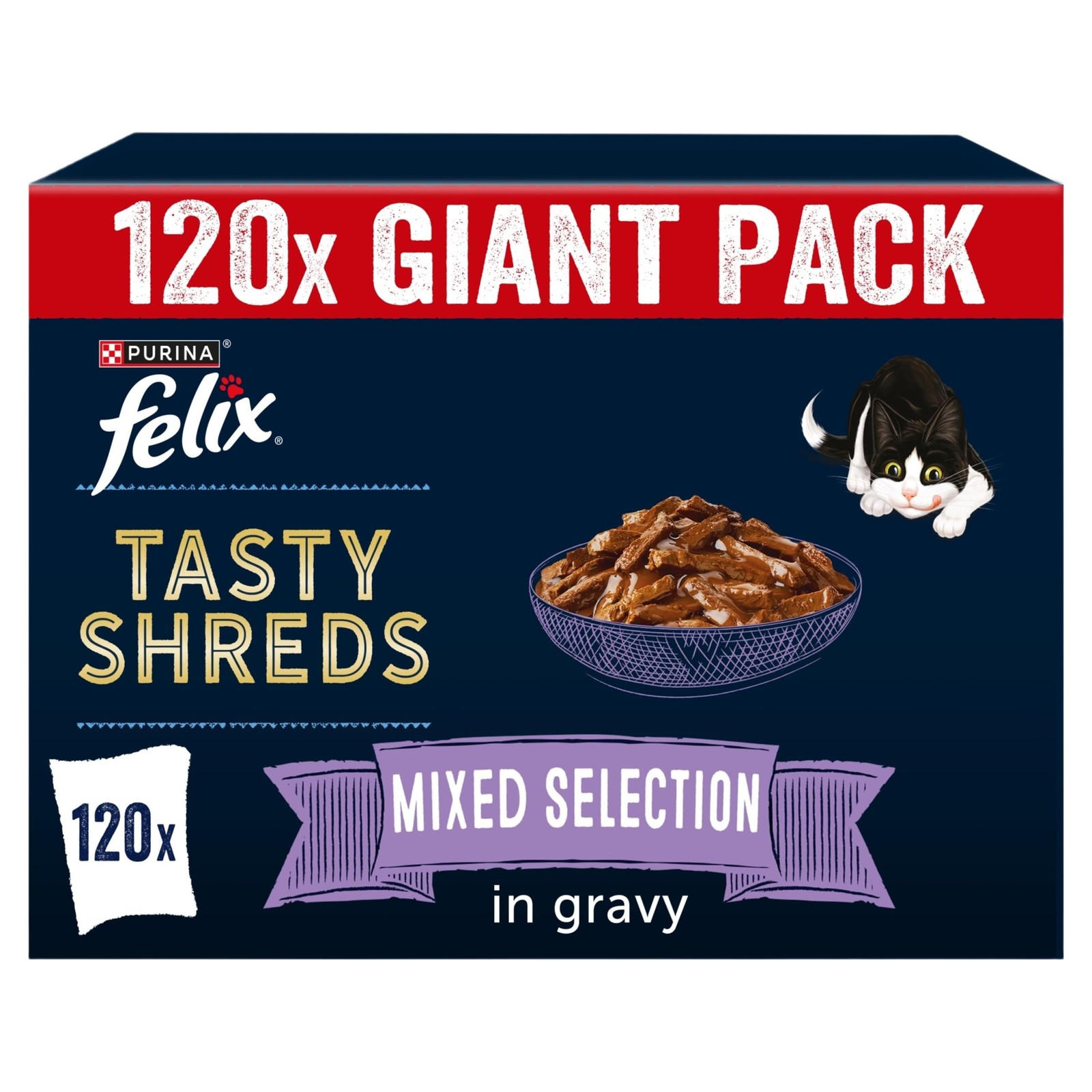 Nestle Purina Salmon Felix Tasty Shreds Mixed Selection In Gravy Wet Cat Food 120X80g Pouches - 13140237 - Image 4