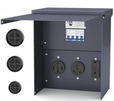 Temporary RV Power Outlet Panel Weatherproof 20/30/50Amp Breaker Box Prewired