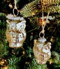 2 Owl Mercury Glass Ornaments Kugel Style Christmas Decor 4" EUC — photo 1