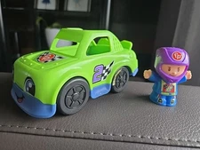 Fisher Price Little People Green Race Sport Car & Driver Figure Vehicle 2019