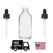 120ml Clear Boston Round Bottle – 4oz Glass with Child Proof Dropper