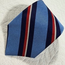 Vtg Brooks Brothers Makers Mens Necktie Silk Rep Stripe Blue Red Made in USA EUC