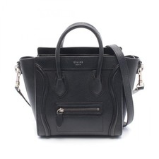 CELINE Luggage Nano Shopper Borsa a tracolla a mano in pelle nera usata donna