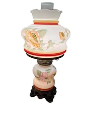 VTG Gone with the Wind Hurricane Lamp Hand Painted Flowers Accurate Casting READ
