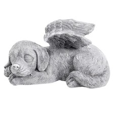 2X(Dog Angel Pet Memorial Tombstone Marking Statue, Resin, Stone Finish W9T3)