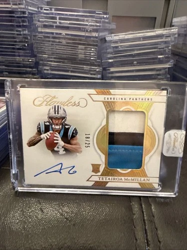 2025 Panini Flawless Gold Tetairoa McMillan NFL Rookie 3 Color Patch Auto /25