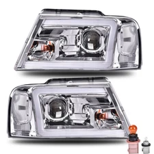 LED DRL Clear Corner Chrome Headlights Assembly Fit For 2004-2008 F-150/Mark LT