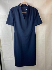 John Lewis Tailored Dress UK 10 Navy Blue Work Office Business Pencil Shift