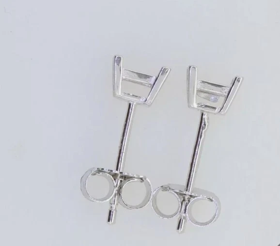 orecchini in argento 925 sterling semi montaggio pietra quadrata 4x4mm regalo - Immagine 2 di 3