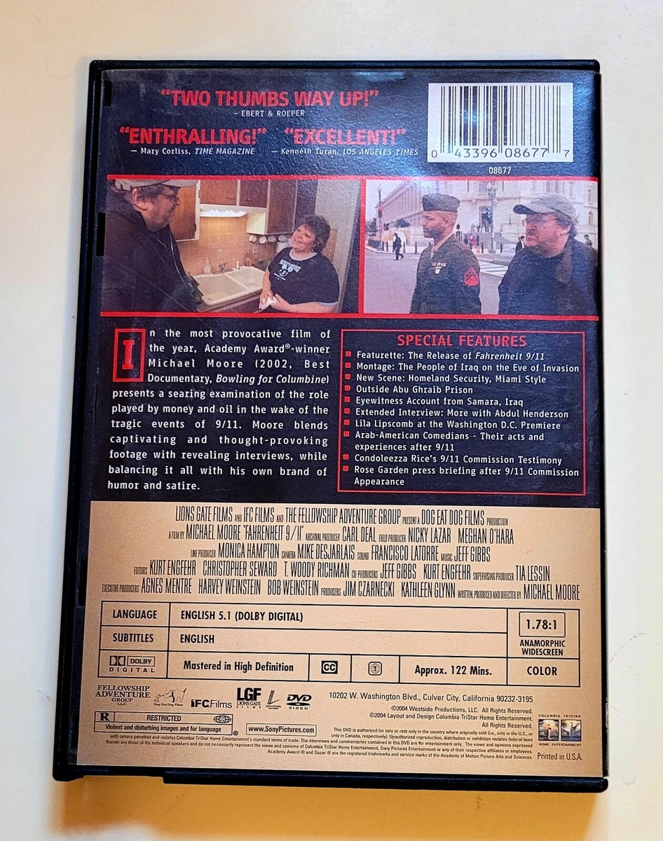 Fahrenheit 9/11 DVD Michael Moore Widescreen Social