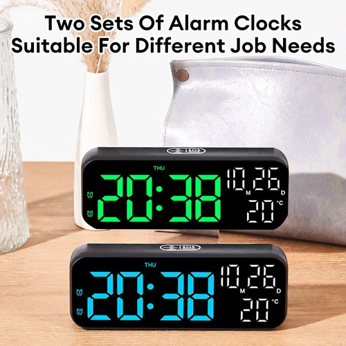电动数字闹钟 LED 大显示屏电池备用暂停温度 - 第 7 张/共 12 张