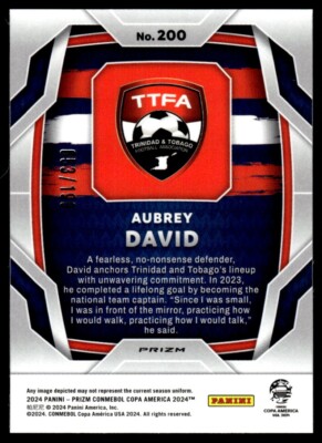 2024 Panini Prizm Copa America Blue Wave Aubrey David RC /199
