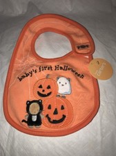 Carter's  Baby  s First Halloween  Bib Reversible Cloth Pumpkins Ghost Spider
