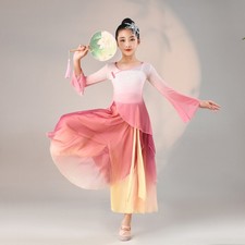 Girls Classical Chinese National Dance Costumes Elegant Hanfu Dress Children