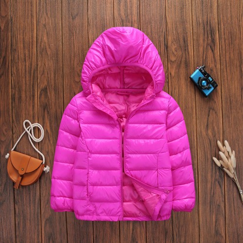 Boy Girls Ultra Lightweight Puffer Jacket Kids Windproof Hoodie Coats Outerwear - Picture 43 of 91