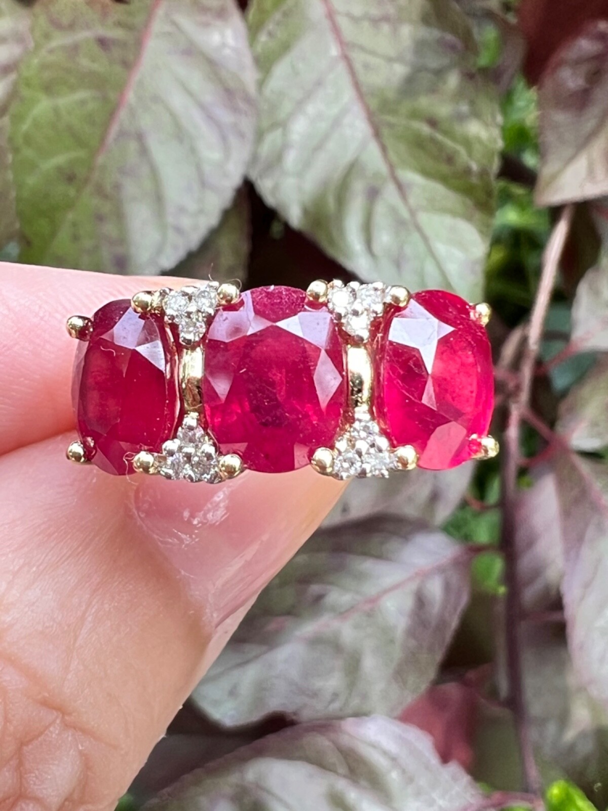 14K GOLD TRILOGY “PAST PRESENT FUTURE “ RUBY DIAM… - image 18