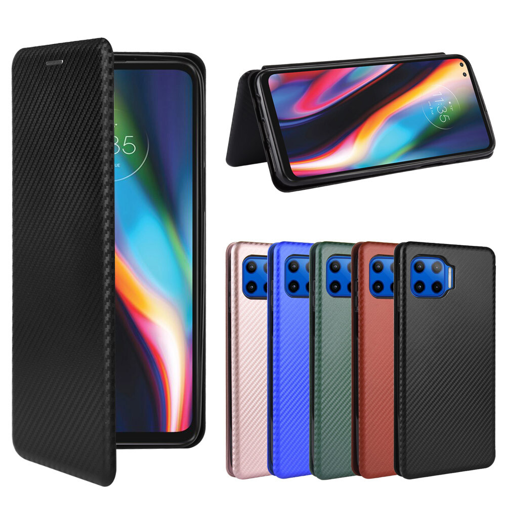 For Motorola Moto "All" Series Carbon Fiber Leather Flip Card Wallet Case Cover