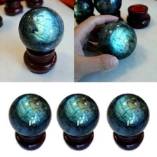 Natural Rainbow Stone labradorite ball Quartz Crystal sphere Reiki healing 60mm