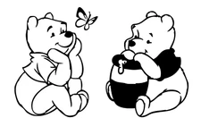 Winnie The Pooh Honey Pot & Butterfly Black Vinyl Decal Car Window Laptop Tablet